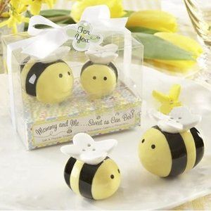 HONEYBEE SALT & PEPPER SHAKERS Moisture Proof Humidity Free Ceramic Unique Gift